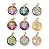 Brass Micro Pave Cubic Zirconia with Glass Pendents KK-Q815-01G-1