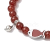 2Pcs Natural Carnelian & Natural White Jade Beaded Stretch Bracelets BJEW-JB11197-4