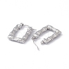 304 Stainless Steel Rectangle with Bamboo Hoop Earrings for Women EJEW-G314-09P-2