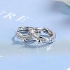 Brass Micro Pave Clear Cubic Zirconia Hoop Earrings FS-WG5E6AE-01-6