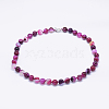 Natural Agate Beaded Necklaces NJEW-K107-03-2