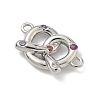 Brass Micro Pave Cubic Zirconia Heart Biscuit Connector Charms KK-G548-06P-02-2