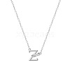 304 Stainless Steel Crystal Rhinestone Initial Pendant Necklaces FS-WGCEFCC-26-1