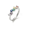 Adjustable Brass Micro Pave Cubic Zirconia Finger Rings RJEW-C163-26A-P-4