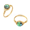 Copper Wired Natural Abalone Shell/Paua Shell Finger Rings for Women RJEW-JR01055-3
