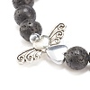 2Pcs 2 Style Natural Lava Rock & Synthetic Hematite Stretch Bracelets Set with Alloy Wings BJEW-JB08021-7