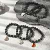 Natural Lava Rock Round Beaded Stretch Bracelet BJEW-JB09377-5