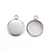 Tarnish Resistant 304 Stainless Steel Pendant Cabochon Settings STAS-G127-13-10mm-P-1