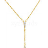 Brass Micro Pave Clear Cubic Zirconia Tassel Lariat Y Necklaces for Women WGB9A21-01-1