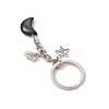 2Pcs Valentine's Day Alloy Natural Obsidian and Opalite Keychains KEYC-JKC01173-6