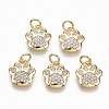 Brass Micro Pave Clear Cubic Zirconia Charms X-RJEW-T063-38G-NF-1