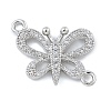 Rack Plating Brass Micro Pave Clear Cubic Zirconia Butterfly Connector Charms KK-A234-077P-1