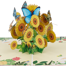 3D Sunflower Pop Up Paper Greeting Card AJEW-WH0038-32