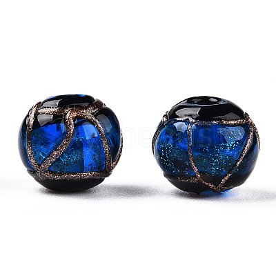 Handmade Gold Sand Lampwork Beads LAMP-T019-10mm-05-1