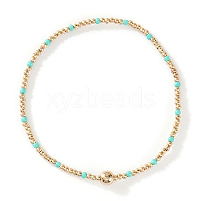 Glass Seed Beads & CCB Beads Stretch Bracelets TB4137-44-1