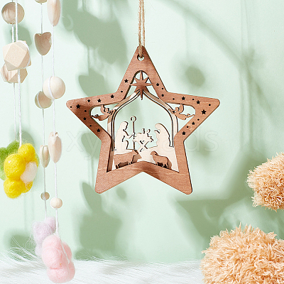 Wood Pendants LS-FIND-WH0162-09-1