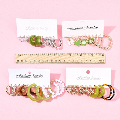 5 Sets 5 Colors Alloy Hoop Earring Sets EJEW-FS0001-23A-1
