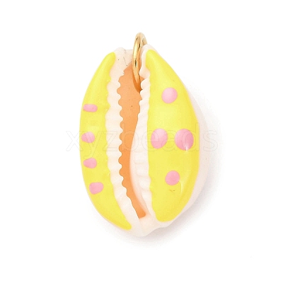 Printed Natural Cowrie Shell Pendants STAS-Z168-03G-04-1