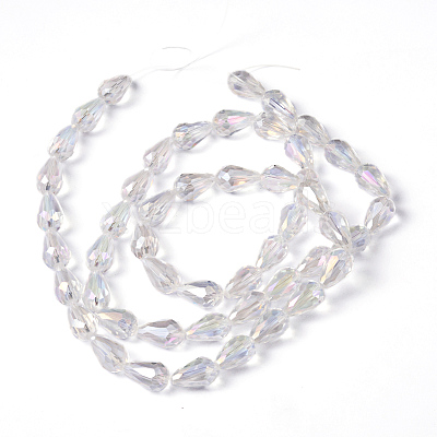 Faceted Teardrop Electroplate Glass Beads Strands X-EGLA-D015-15x10mm-01-1
