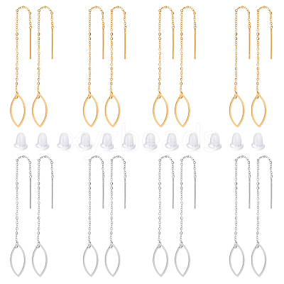 8 Pairs 4 Colors 304 Stainless Steel Ear Thread EJEW-UN0002-03-1