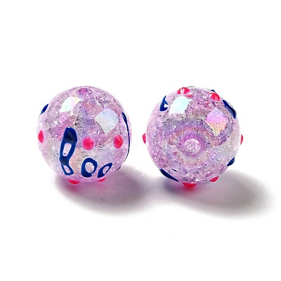 AB Color Transparent Crackle Acrylic Round Beads OACR-A013-04C-1