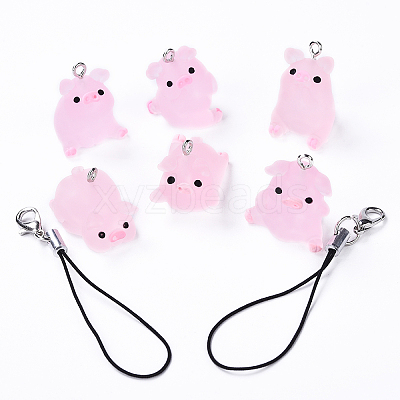 DIY Translucent Resin Pig Mobile Phone Strap Making Kits DIY-YW0011-17-1