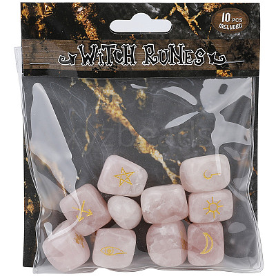 Natural Rose Quartz Rune Stones WG37990-21-1