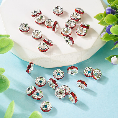 30Pcs 2 Colors Brass Rhinestone Spacer Beads RB-TA0001-29H-1