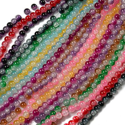 Crackle Baking Paint Imitation Jade Glass Beads Strands DGLA-T003-6mm-M-1