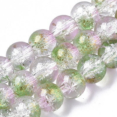 Transparent Spray Painted Crackle Glass Bead Strands GLAA-N035-03C-A01-1