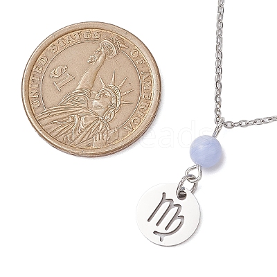12Pcs 12 Styles 304 Stainless Steel Constellations Pendant Cable Chain Necklaces NJEW-JN05106-1