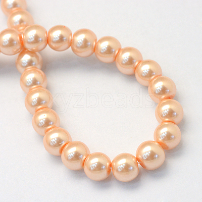 Baking Paint Pearlized Glass Pearl Round Bead Strands HY-Q330-8mm-18-1