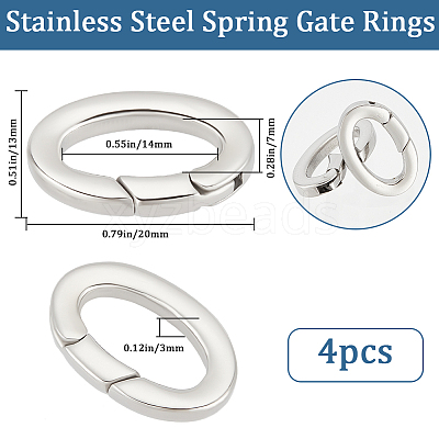 4Pcs Stainless Steel Spring Gate Rings STAS-BBC0005-74-1