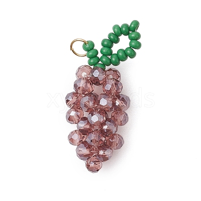 Handmade Glass Beaded Grape Pendants PALLOY-MZ00489-1