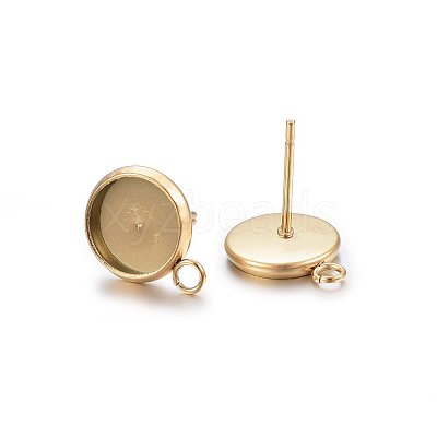Ion Plating(IP) 304 Stainless Steel Stud Earring Settings X-STAS-H467-08G-12mm-1