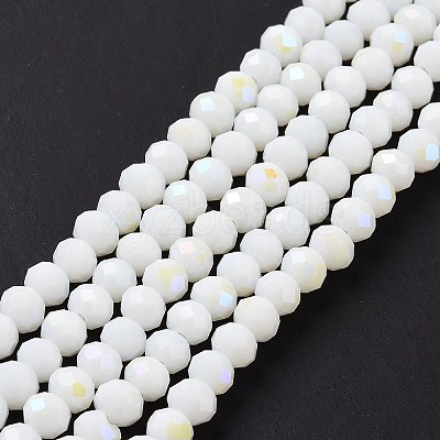 Electroplate Opaque Solid Color Glass Beads Strands EGLA-A034-P4mm-L17-1