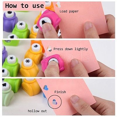 Random Single Color or Random Mixed Color Mini Plastic Craft Paper Punch Sets for Scrapbooking & Paper Crafts AJEW-L051-02-1