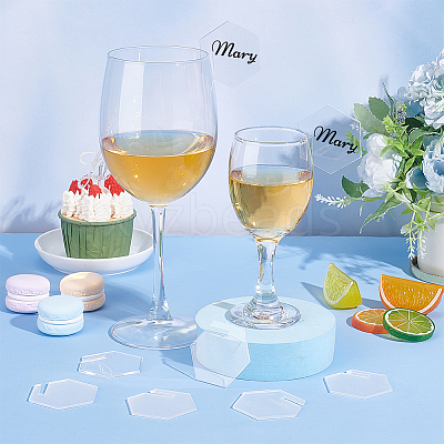 60Pcs Mirror Acrylic Wine Glass Charms AJEW-FG0003-02B-1
