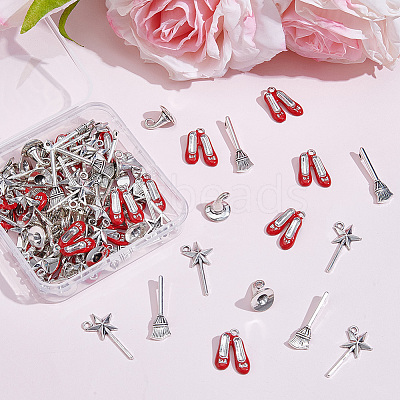 80Pcs 4 Styles Magic Girl Theme Alloy Pendants TIBEP-SC0003-66-1