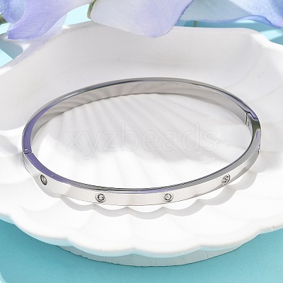 304 Stainless Steel Rhinestone Bangles for Women BJEW-Z092-05P-1