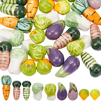 27Pcs 9 Styles Handmade Porcelain Beads PORC-PA0001-53-1