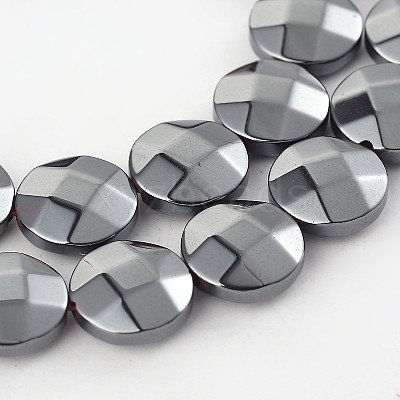 Electroplate Non-magnetic Synthetic Hematite Flat Round Bead Strands G-L368-05D-1