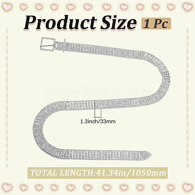 Alloy Full Crystal Rhinestone 5-Row Chain Belts AJEW-WH20019-49P-1