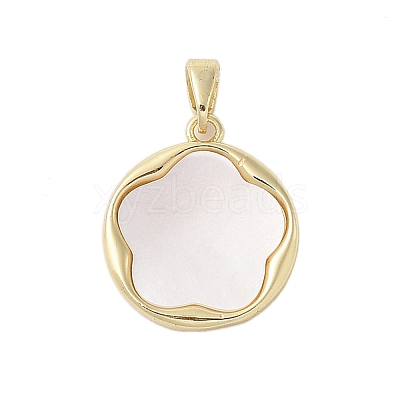 Brass Pave Shell Pendants KK-I712-46G-1