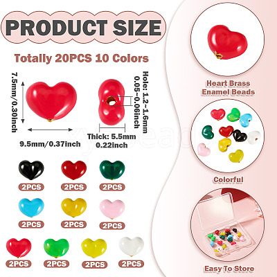 20Pcs 10 Colors Brass Enamel Beads KK-TA0008-47-1