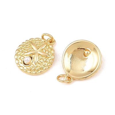Brass with ABS Imitation Pearl Pendants KK-Z140-20G-1