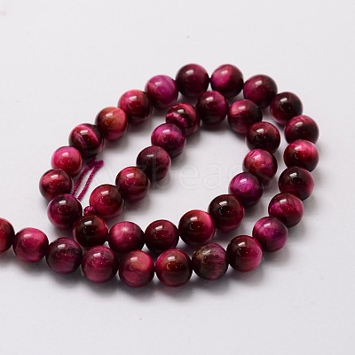 Natural Tiger Eye(Dyed & Heated) Round Beads Strands G-E329-12mm-40D-1