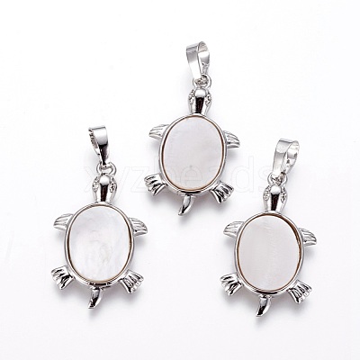 Natural White Shell Mother of Pearl Shell Pendants SSHEL-L008-62B-1