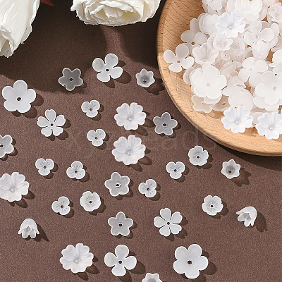 600Pcs 10 Styles Acrylic Bead Caps OACR-SC0002-37-1