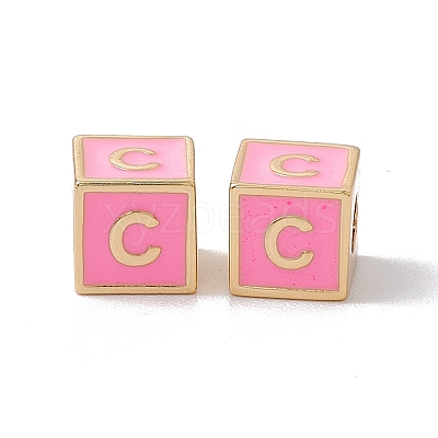 Rack Plating Brass Enamel Beads KK-B060-04G-05C-1